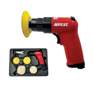 AIRCAT 6305-K 3 inch mini polisher kit with 2,500 RPM motor, lightweight composite housing, and included buffing and compounding pads for automotive finishing applications