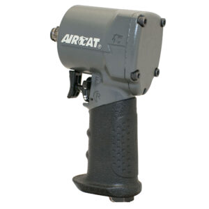 AIRCAT 1057-TH 1/2 inch stubby impact wrench with compact 3.85 inch body, lightweight aluminum housing, and jumbo hammer mechanism delivering 500 ft-lb torque for tight-access applications