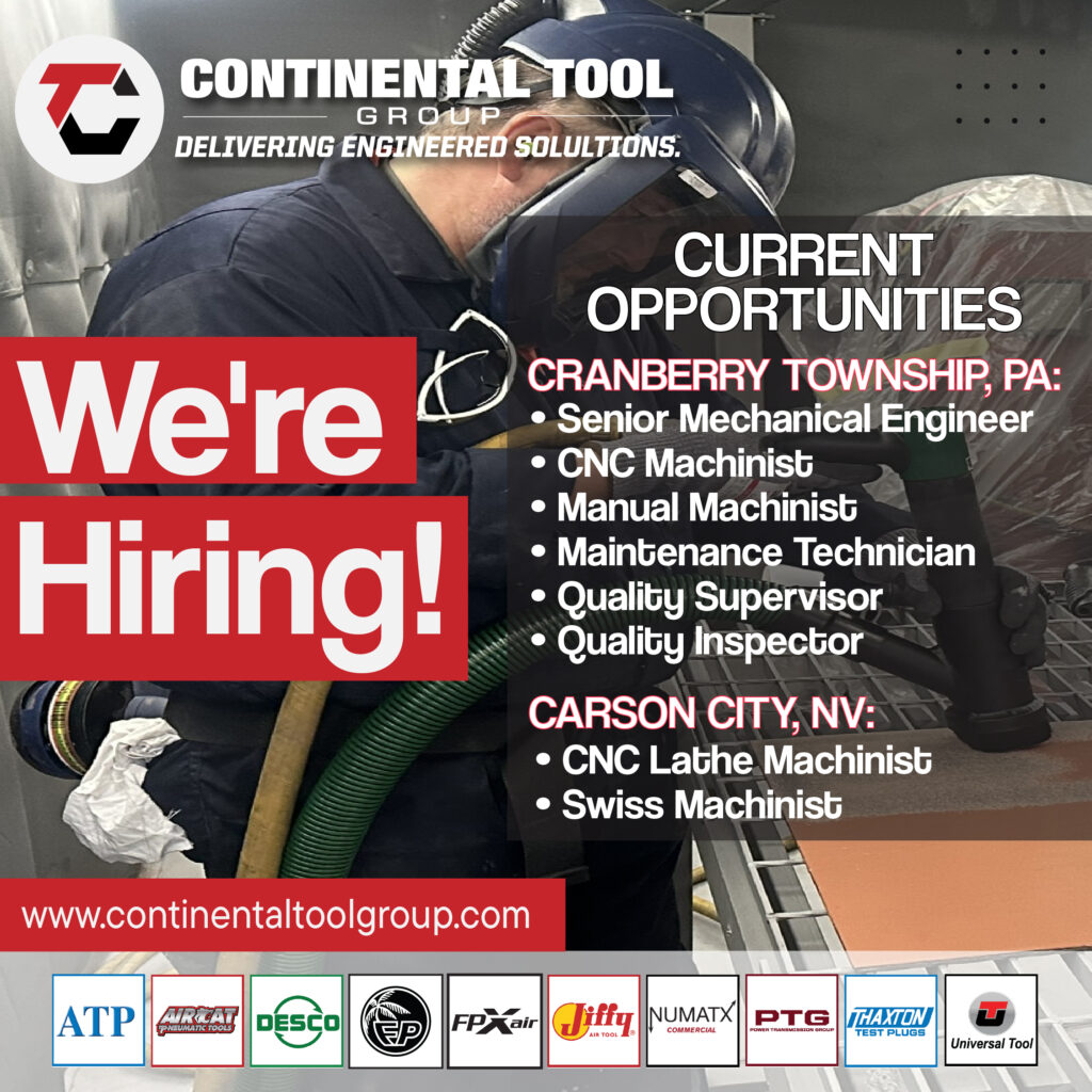 Continental Tool Group Job Opportunities in Cranberry Township, PA and Cason City, NV locations