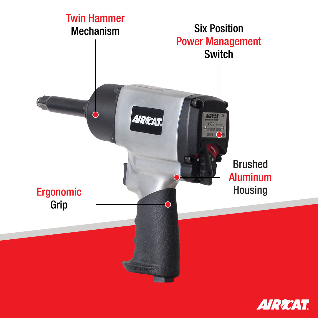 AIRCAT 1/2" IMPACT WRENCH WITH 2" EXTENDED ANVIL - Image 2