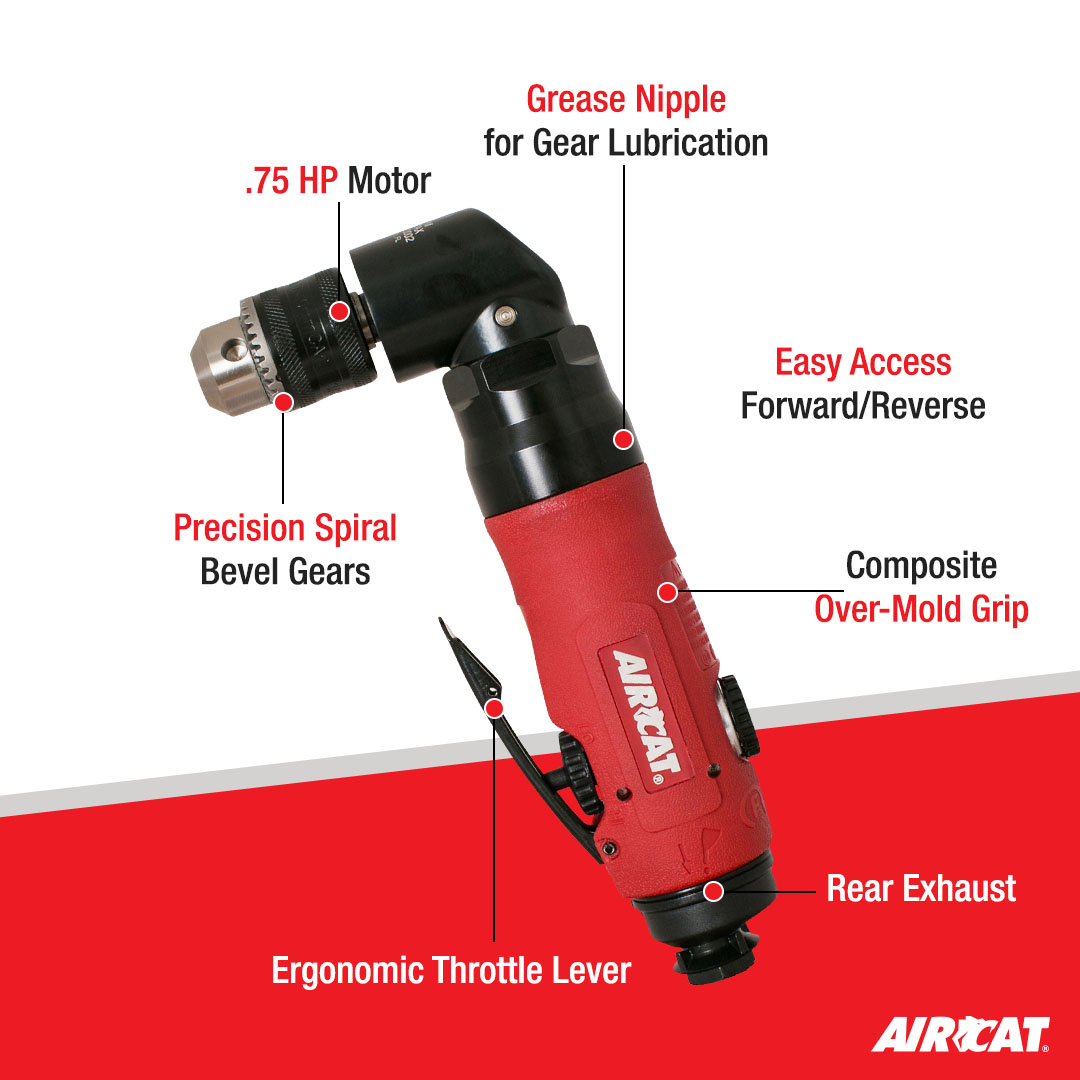 AIRCAT 0.75 HP 3/8" ANGLE DRILL - Image 2