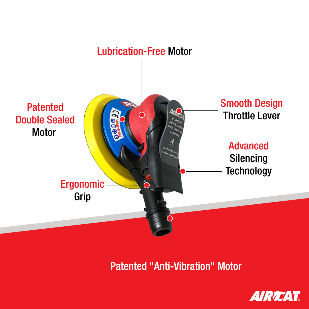 AIRCAT SELF VAC ORBITAL PALM SANDER (3/32" ORBIT) - Image 2