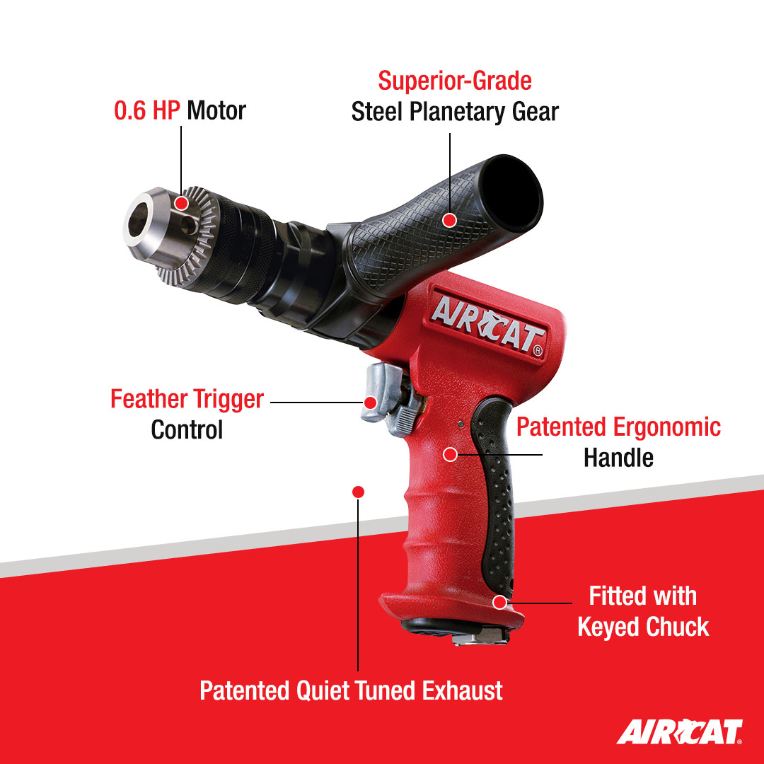 AIRCAT 0.6 HP 1/2" COMPOSITE REVERSIBLE DRILL - Image 3