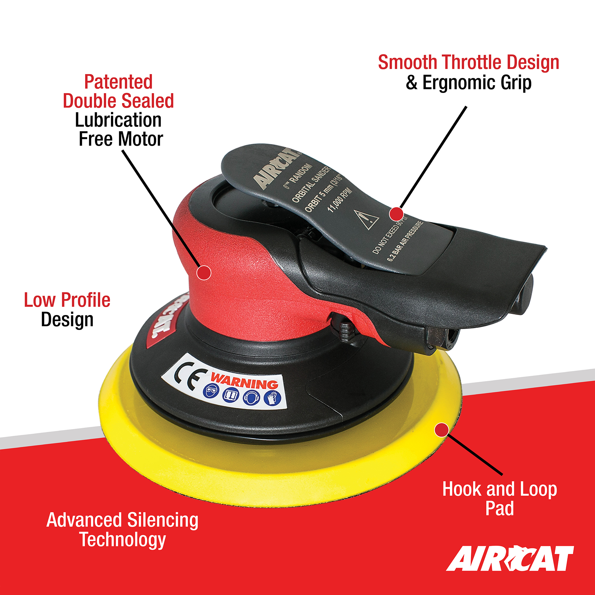 AIRCAT 6700-6-336 Non Vac Orbital Palm Sander | Product Details