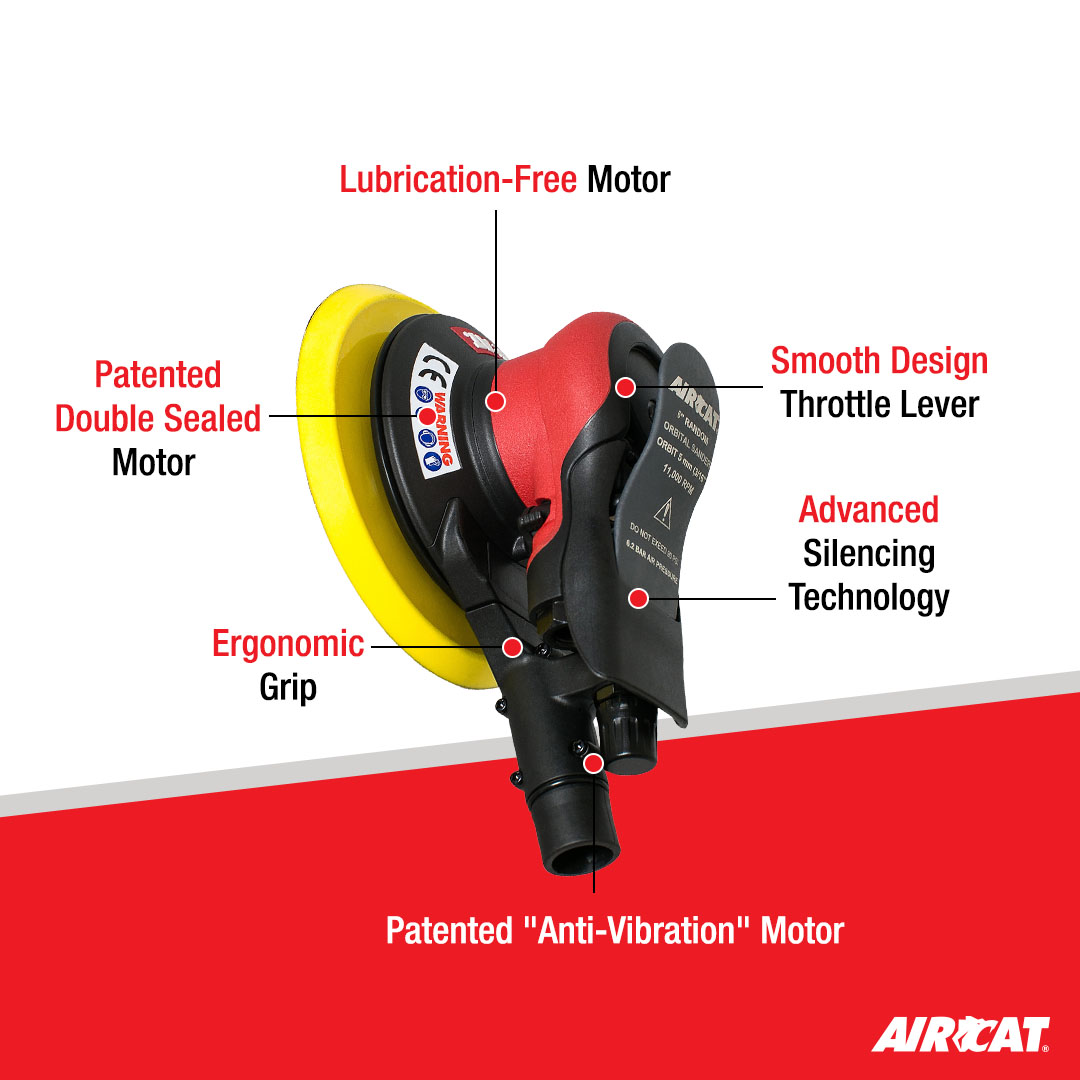 AIRCAT CENTRAL VAC ORBITAL PALM SANDER (3/16" ORBIT) - Image 2