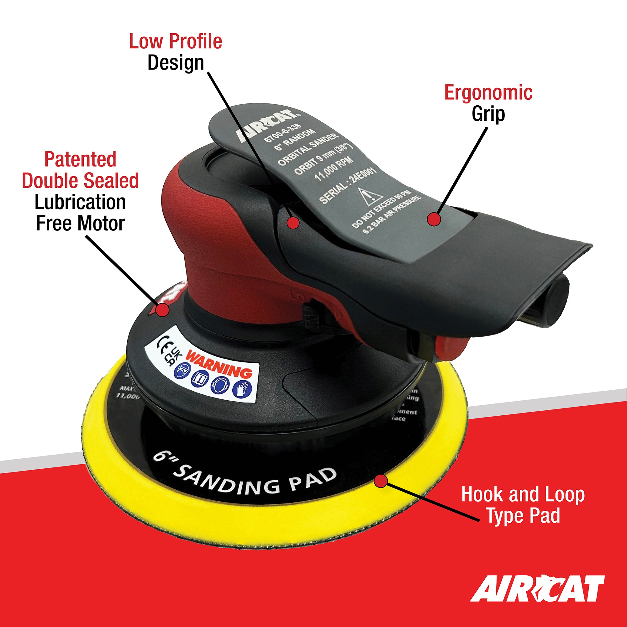 AIRCAT NON VAC ORBITAL PALM SANDER (3/8 IN. ORBIT) - Image 2
